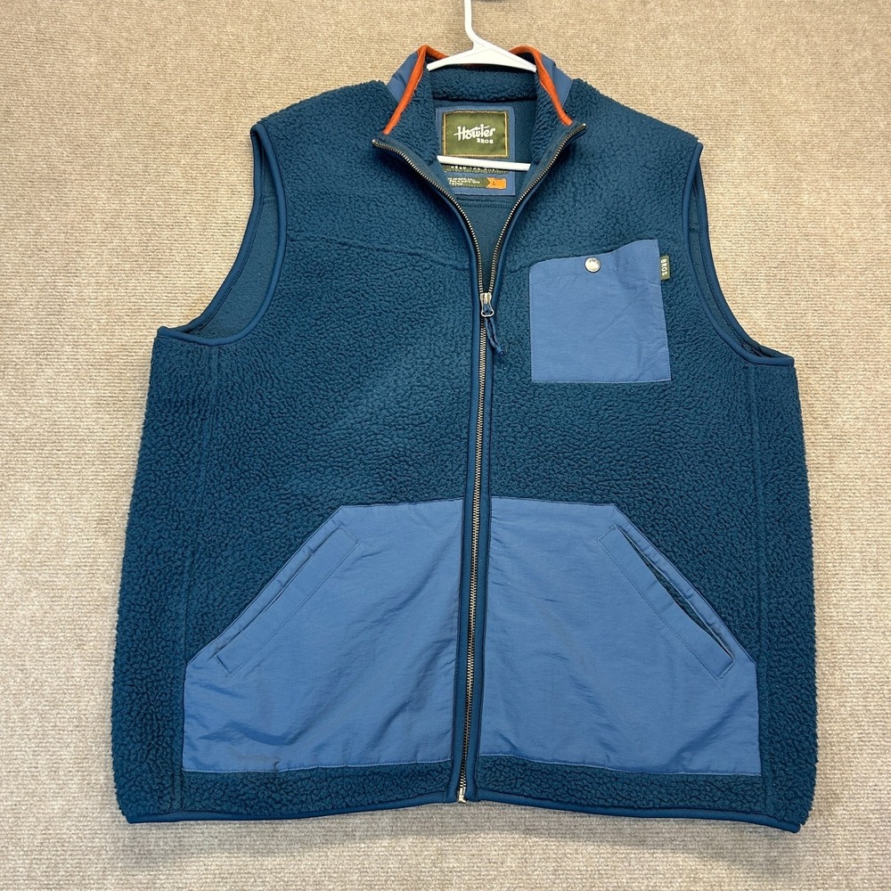 Howler Bros Sherpa Vest Men's Large Full Zip Blue Fleece Mock Neck Pockets
